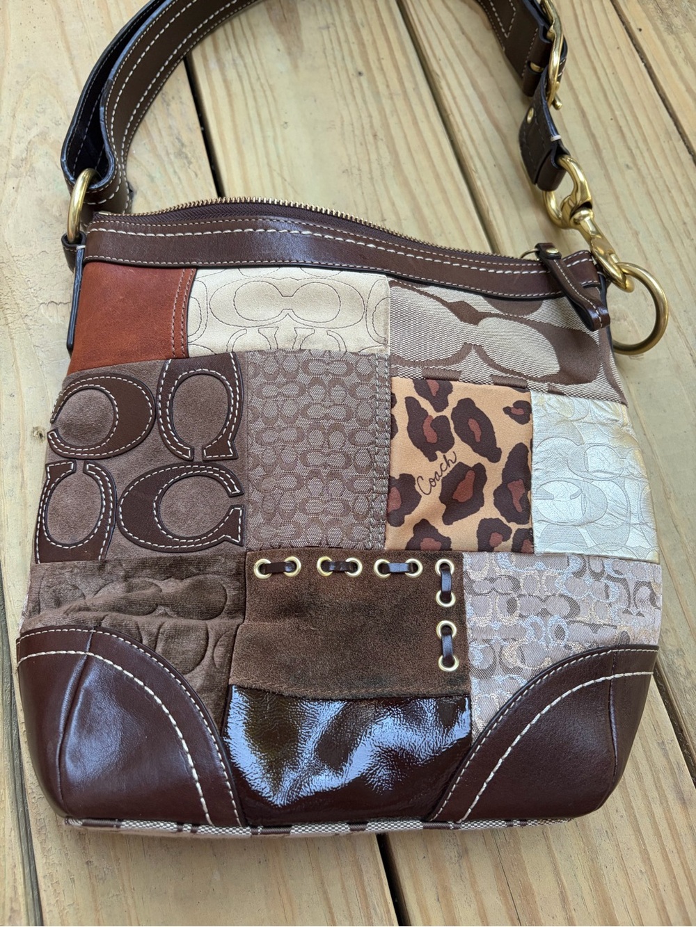 Coach Patchwork Brown Multi-Color Women’s Shoulder Bag - Picture 11 of 15